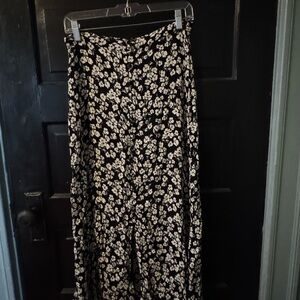 Reformation Black and Cream Floral Maxi Skirt